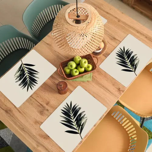 Palmblad - Subtiel - Groen - beige Placemat vinyl groot -zzsfeer5_Kitchenyeah-website