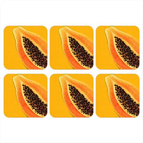 Papaja - Oranje - Topisch onderzetter kurk middel -3d