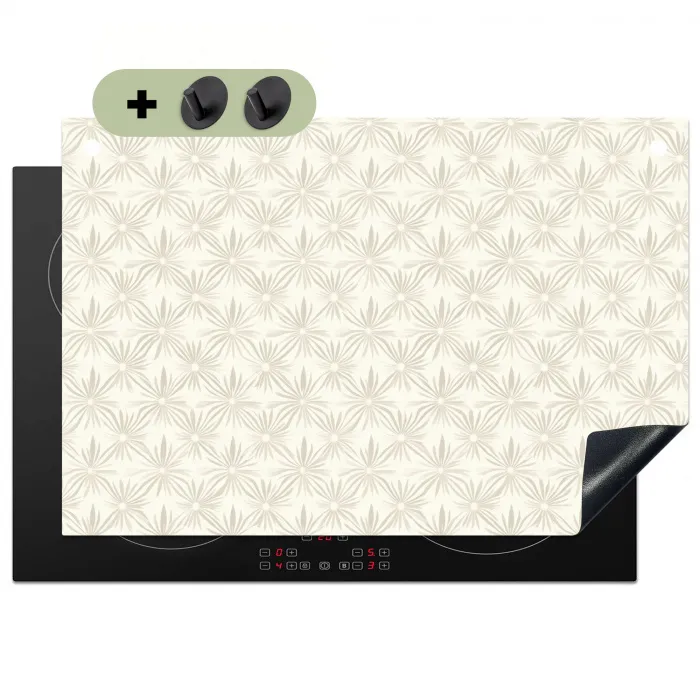 Patroon - Bloemen - Beige Inductie beschemer met haakjes klein 777 -3d