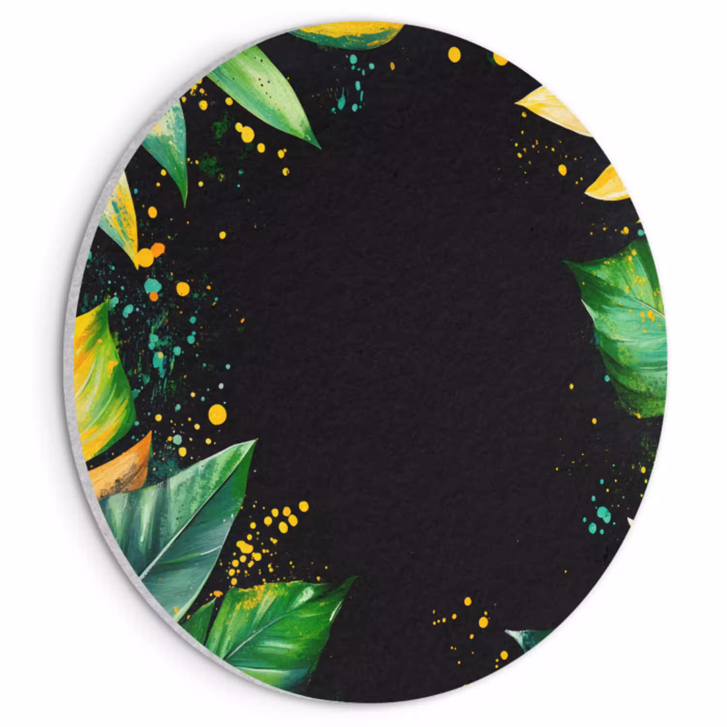 Bladeren - Groen - Geel - Verf - Jungle Akoestische PET Vilt - Rond klein -3d