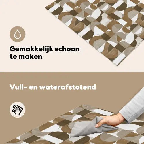 Abstract - Retro - Bruin Inductie beschemer met haakjes klein 777 -ky-schoon-nl
