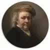 Zelfportret - Schilderij van Rembrandt van Rijn Wandcirkel kunststof plaat 5mm dik klein -3d