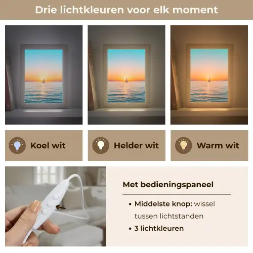 Zee - Zeilboot - Zonsondergang Light Box met kabel (Tafellamp) klein -USP_lichtkleurNL