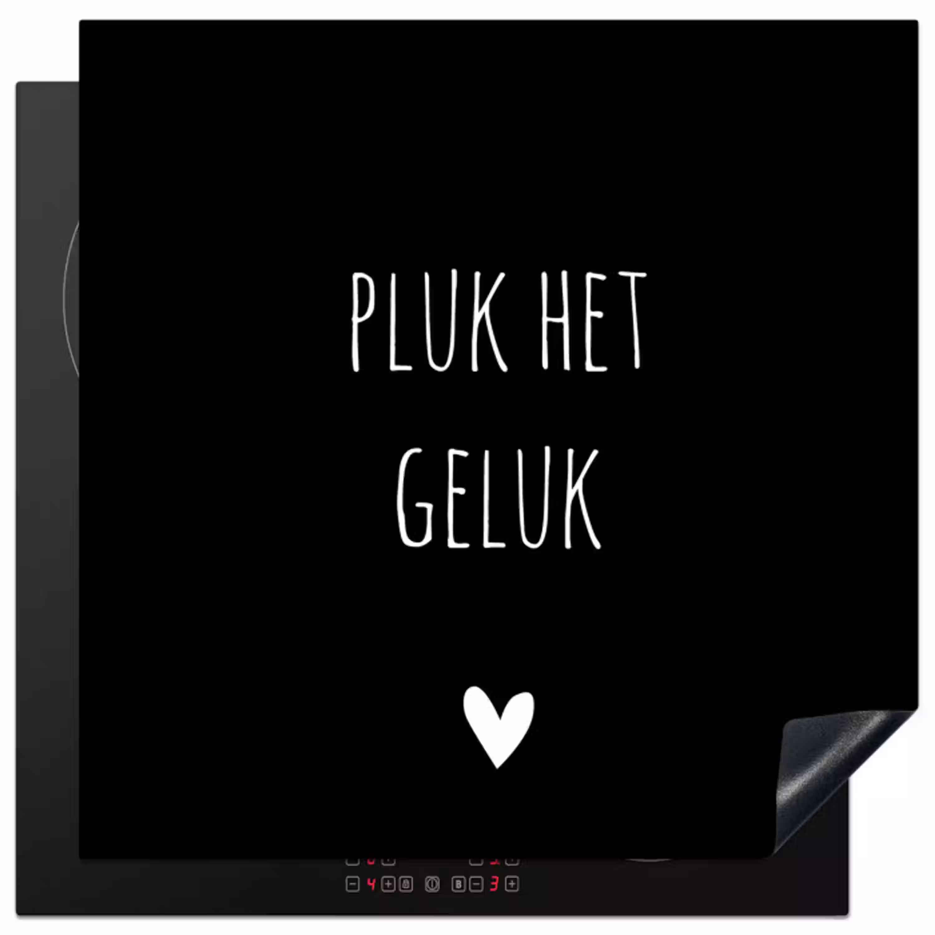 Quote - Spreuken - Pluk het geluk Inductie beschermer vinyl 3mm middel -3d