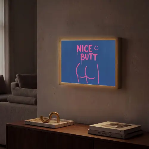 Brutaal - Grappig - Blauw Light Box met batterij (Wandlamp) middel -sfeer1