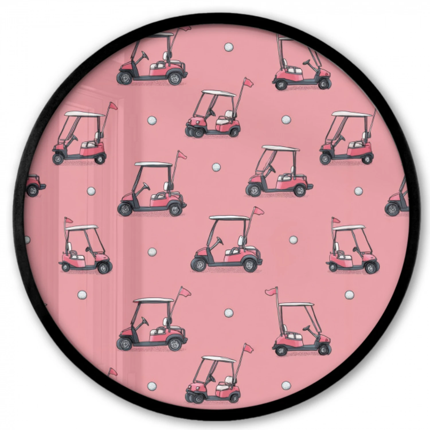 Golfkar - Retro - Roze Fotolijst rond zonder passe partout klein 856 -3d
