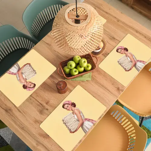 Handdoeken - Vrouw - Jurk - Roze Placemat vinyl groot -zzsfeer5_Kitchenyeah-website
