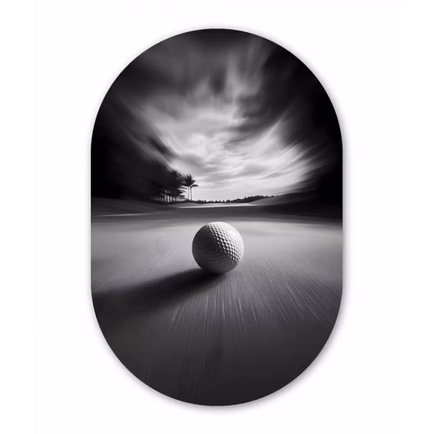 Glasbild Oval - Golfball - Unscharf - Schwarz