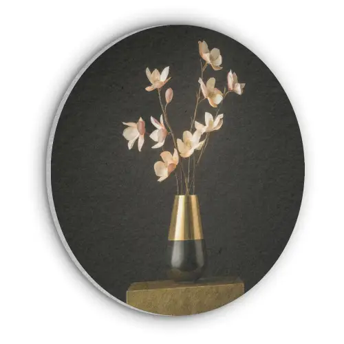 Sierlijk - Boeket - Goud - Vaas Akoestische PET Vilt - Rond klein -3d