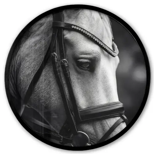 Paard - Schimmel - Portret Fotolijst rond zonder passe partout klein -3d