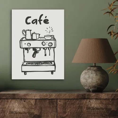 Illustratie - Café - Koffiemachine - Kopjes PET vilt klein -sfeer2