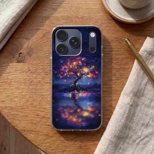 Kosmisch - lichtboom - Kerst - Kleurrijk Telefoonhoesje iPhone 17 Pro klein -sfeer1