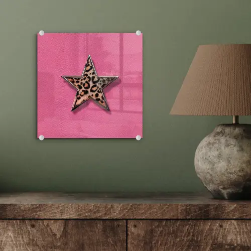 Ster - Luipaard - Print - Roze plexiglas 5mm klein -sfeer3