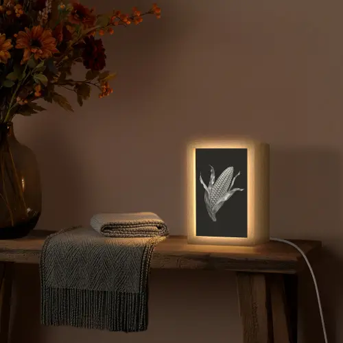 Maïskolf - Glanzend metaal - Elegant Light Box met kabel (Tafellamp) klein -sfeer4