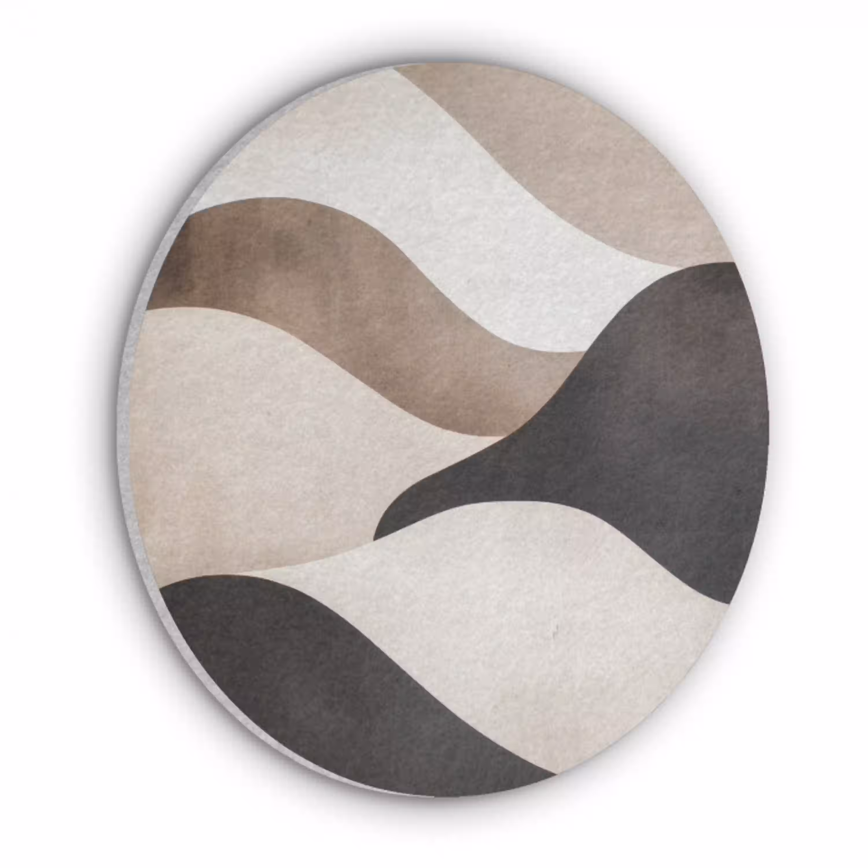 Golven - Abstract - Beige Akoestische PET Vilt - Rond klein -3d