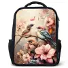 Vogels met roze bloemen Rugzak - Zwart middel -3d