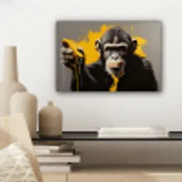 Aap - Chimpansee - Banaan - Geel - Dieren - Stropdas canvas 2cm klein -sfeer6