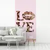 Tekst - Love - Pantervacht - Lichtroze fotobehang vinyl groot -woonkamer