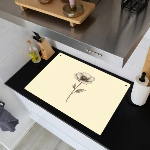 Klaproos - Illustratie - Zwart Inductie beschemer met haakjes klein -sfeer1