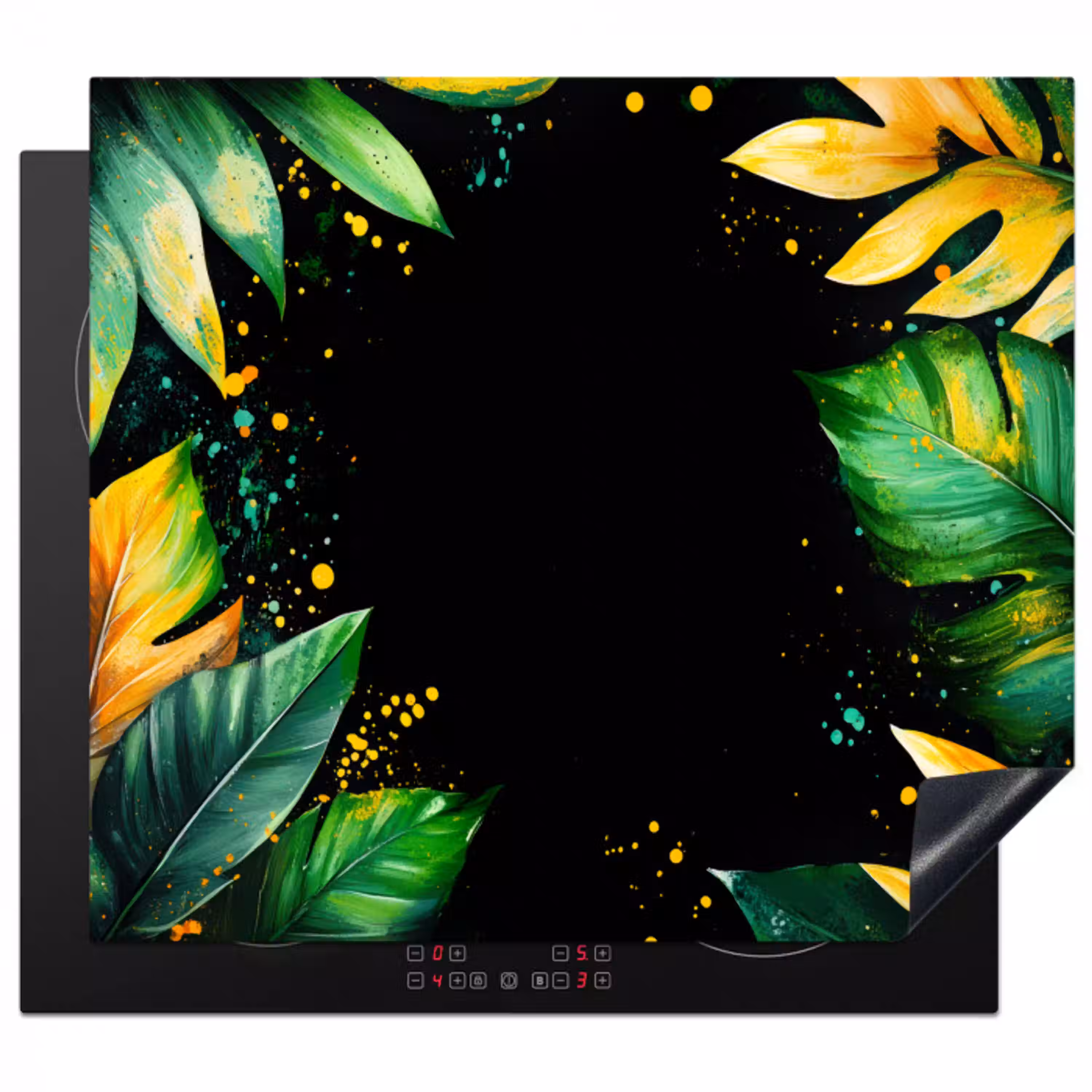 Bladeren - Groen - Geel - Verf - Jungle Inductie beschermer vinyl 3mm middel -3d