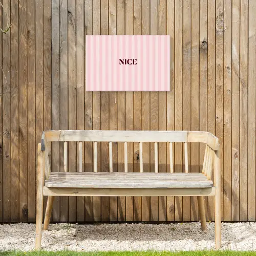 Nice - Strepen - Roze Tuinposter op houten frame 2 cm dik klein -sfeer4