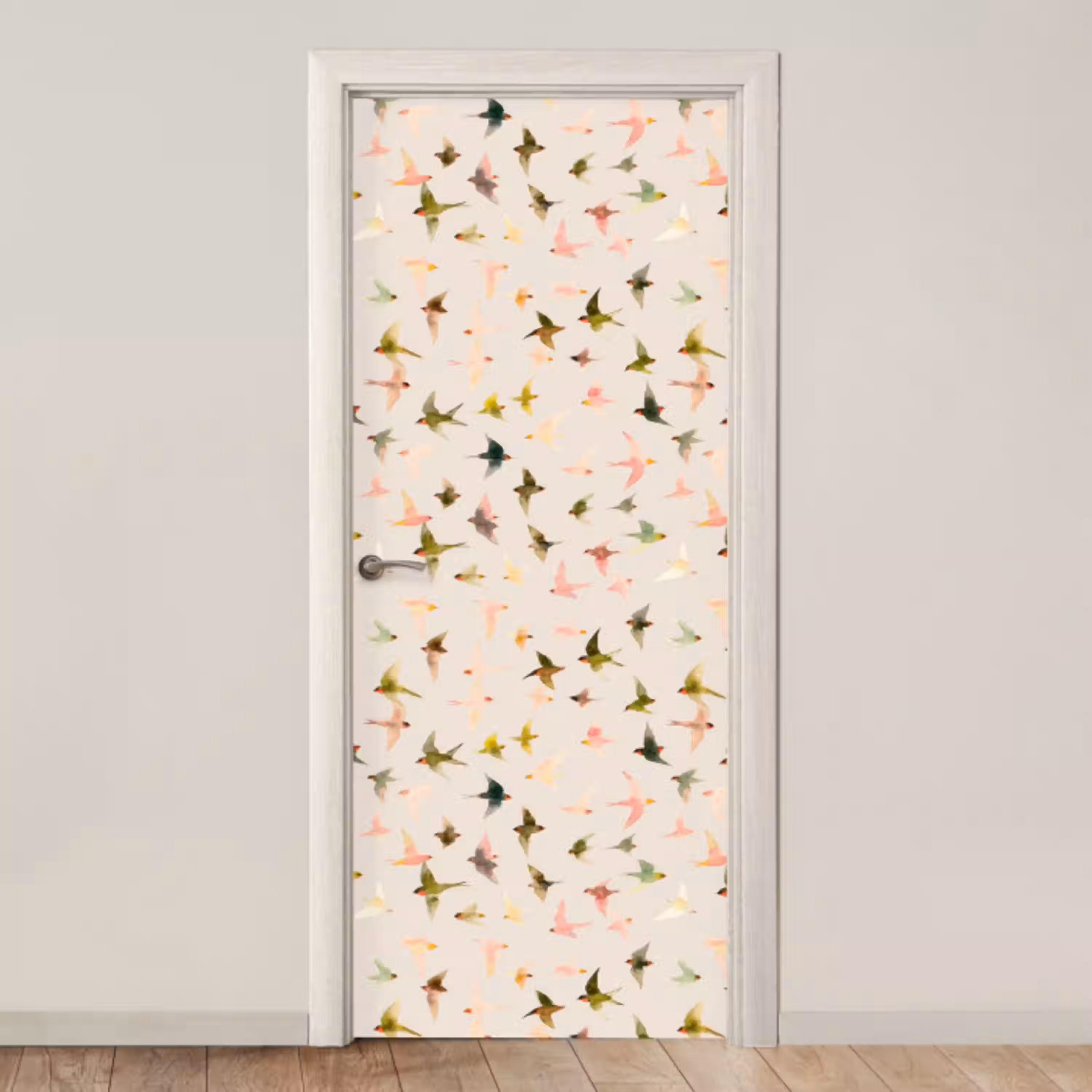 Vogels - Vliegen - Kleurrijk deurposter klein 289 -3d_beige