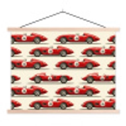 Raceauto - Retro - Rood textielposter latten blank klein 122 -3d