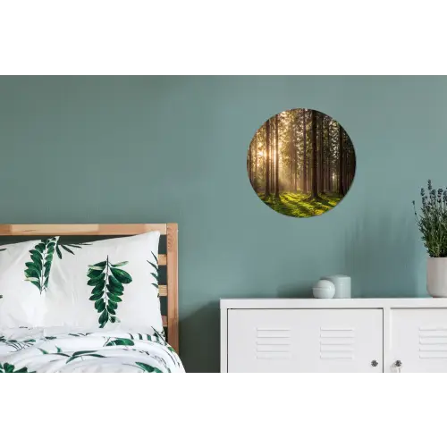 Bos - Gras - Zonlicht Wandcirkel aluminium klein -slaapkamer