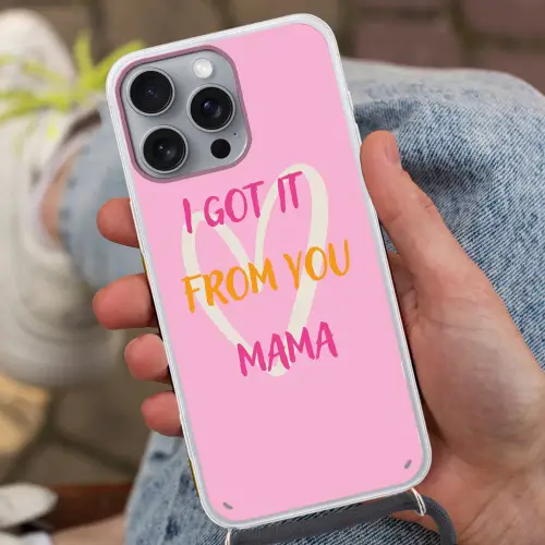 Mama - Quote - Hart - Roze Hoesje iPhone 16 Pro Max met koord klein -sfeer3