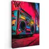 Boombox - Rood - Graffiti - Neon Tuinposter op houten frame 2 cm dik klein -3d
