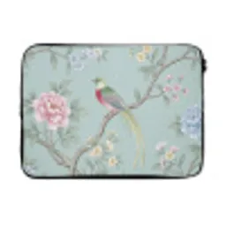 Vogel - Bloemen - Kleurrijk laptophoes neopreen klein -3d