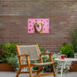 Hond - Kiss- Valentijn - Hartjes Tuinposter op houten frame 2 cm dik klein -sfeer3
