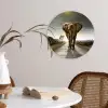 Olifant - Weg - Dieren - Zonsondergang - Landschap Wandcirkel kunststof plaat 5mm dik klein -sfeer4