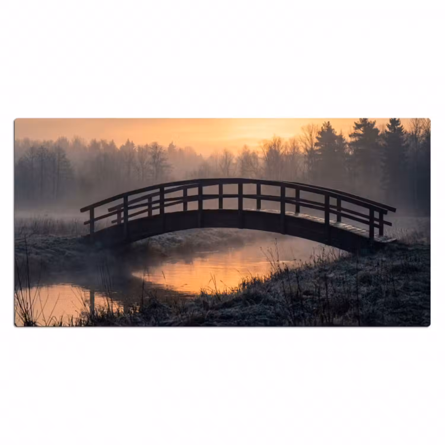 Schreibtischunterlage - Brücke - Nebel - Bäume - Wasser