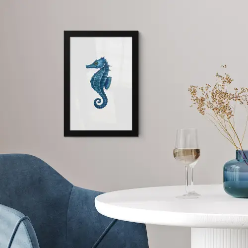 Zeepaardje - Staart - Blauw fotolijst zwart zonder passe partout klein -sfeer4