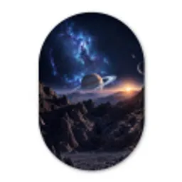 Fantasy - Kosmos - Landschap Wandcirkel Ovaal Aluminium middel -3d