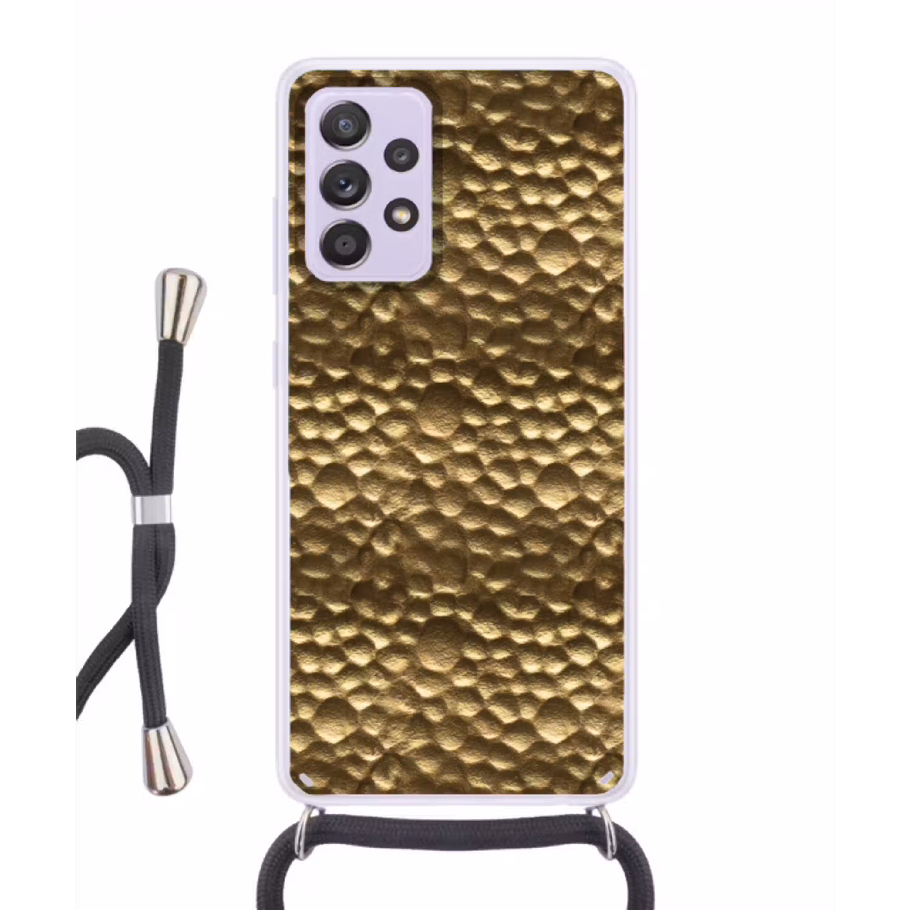 Gehamerd - Reliëf - Textuur - Bronsgoud Hoesje Samsung Galaxy A52 5G met koord klein 816 -3d