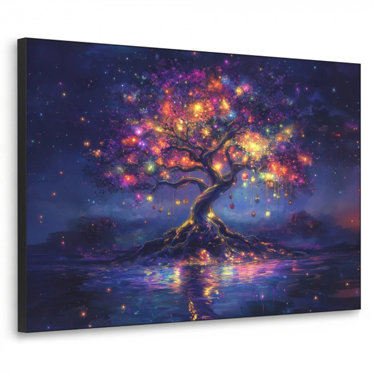 Kosmisch - lichtboom - Kerst - Kleurrijk Textielframe - compleet frame klein -3d