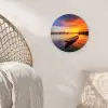 Boot - Water - Zonsondergang - Oranje - Water Wandcirkel kunststof plaat 5mm dik klein -sfeer5