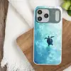 Schildpad - Zee - Blauw - Schittering Telefoonhoesje iPhone 17 Pro Max klein -sfeer1