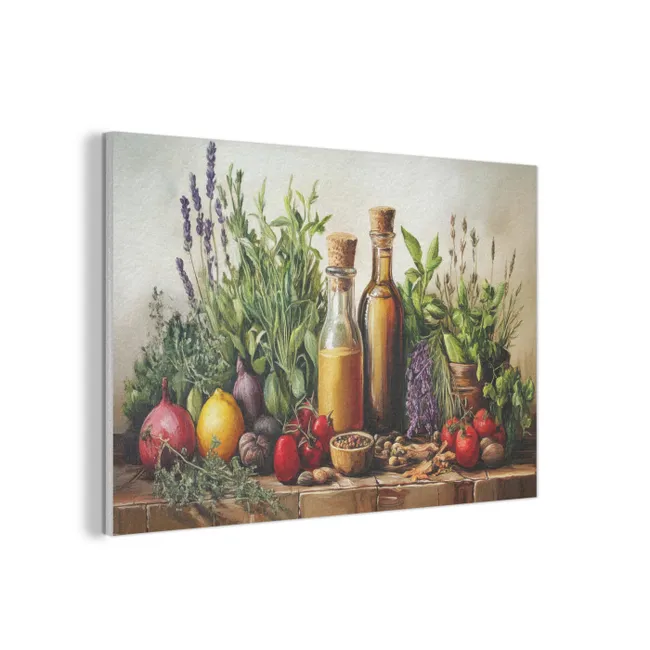 Akoestisch schilderij - Stilleven - Kruiden - Specerijen - Fruit - Kleurrijk