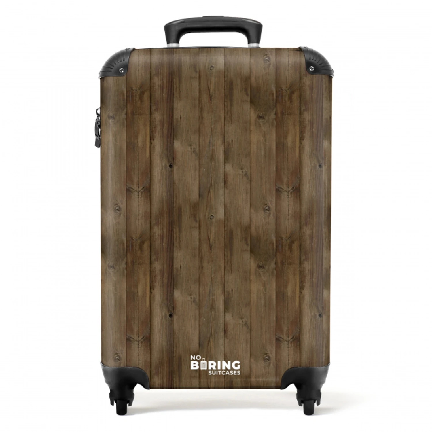 Bruine verticale planken met verweerde houtstructuur NBS - Handbagage koffer - Volwassenen Unisex middel -productfoto_recht