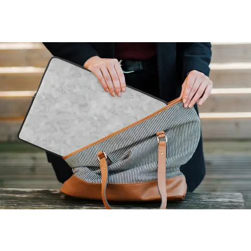 Grijs - Marmer - Mat laptophoes neopreen klein 279 -tas