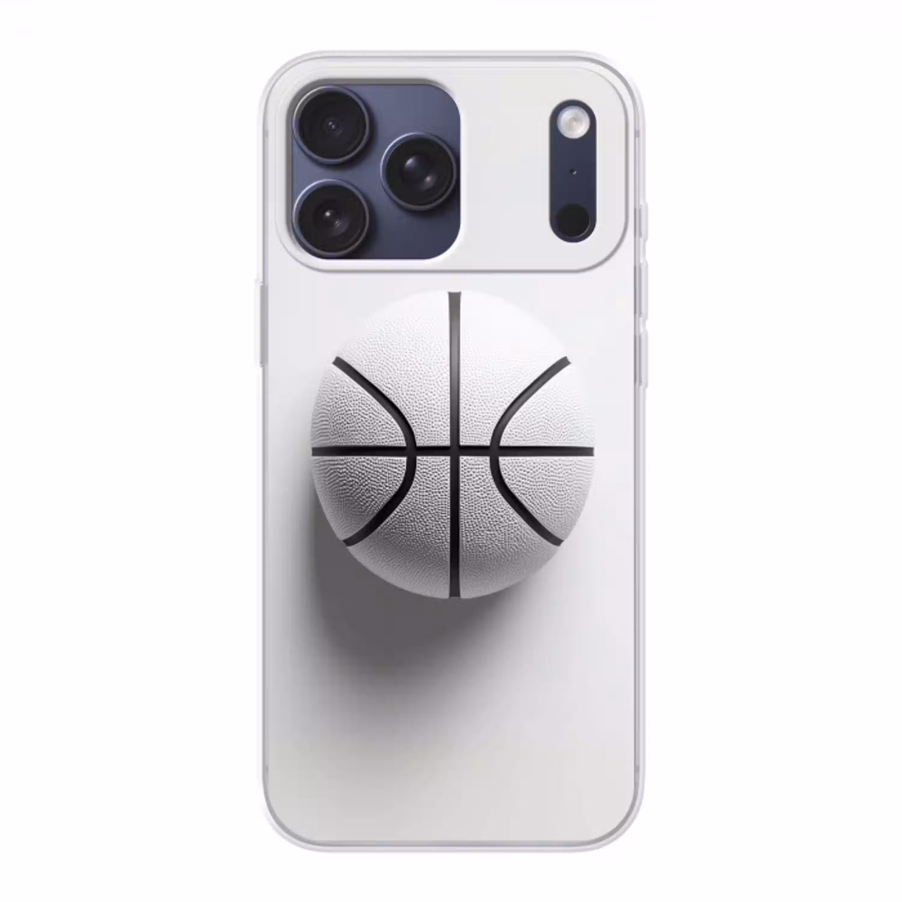Basketbal - Wit - Schaduw - Lijnen Telefoonhoesje iPhone 17 Pro Max klein -3d
