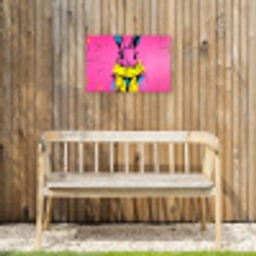 Konijn - Felroze - Sjaal - Abstract Tuinposter op houten frame 2 cm dik klein -sfeer4