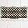 Vlechtpatroon - Groen - Roze - Geometrisch keuken achterwand 2 middel 871 -3d