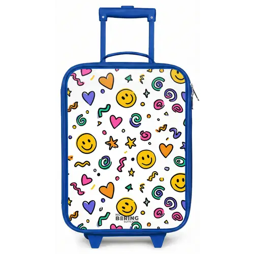 Smiley - Hartje - Ster Kinderkoffer - Blauw klein -zz3dotto