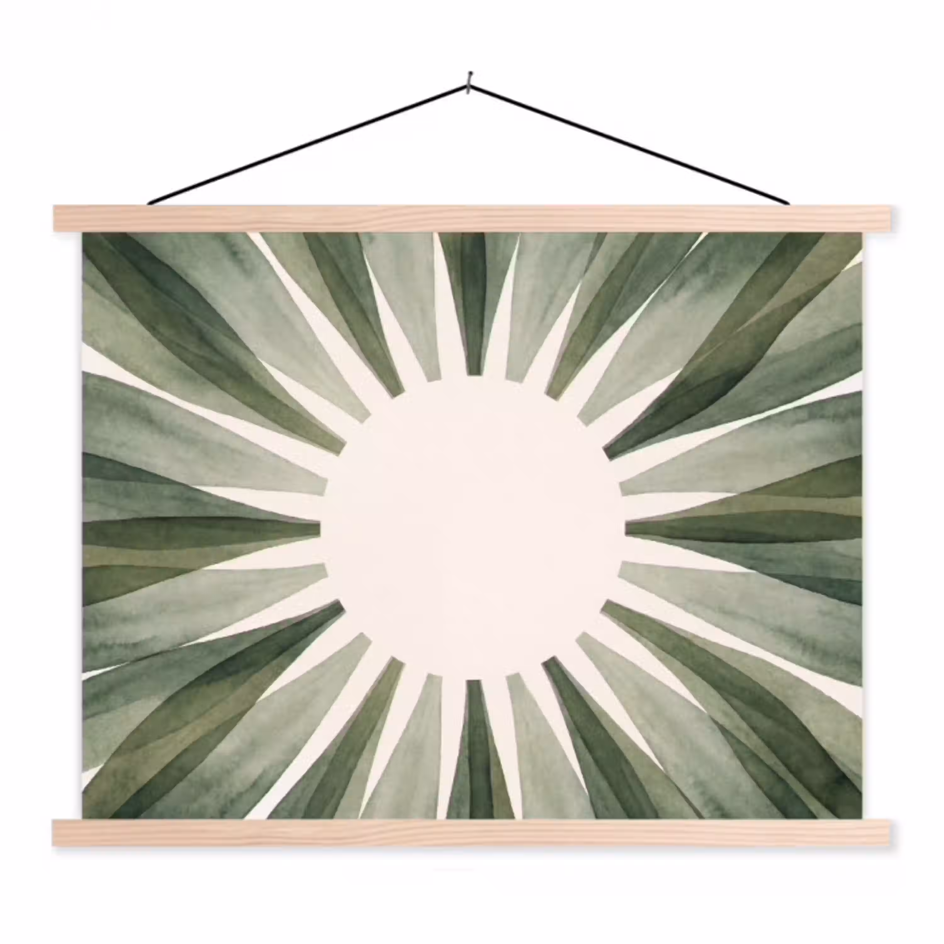 Planten - Abstract - Waterverf - Groen - Natuur textielposter latten blank klein -3d