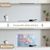 Takken - Bloesems - Roze keuken achterwand spatscherm klein -voor_na_DE