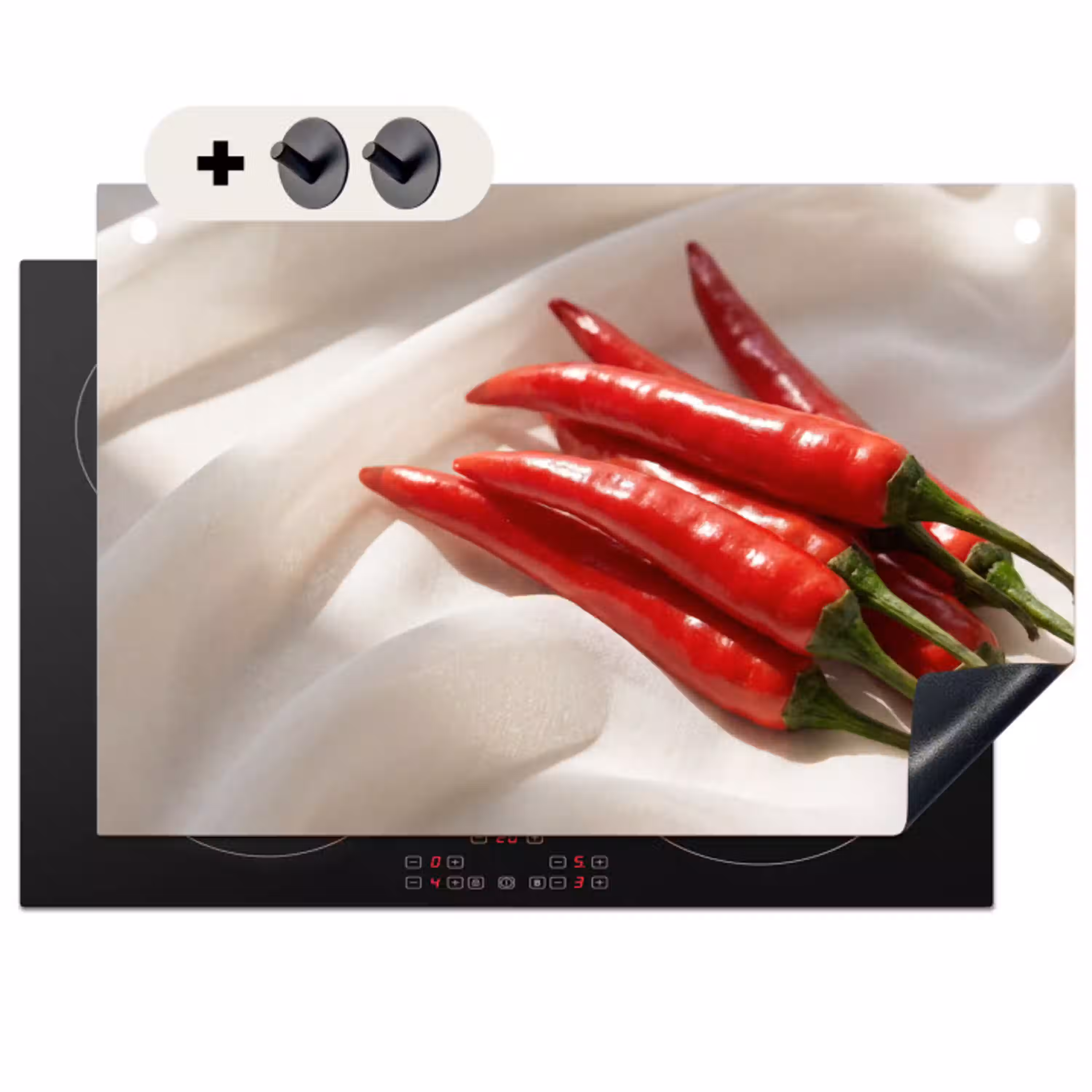 Peper - Rood - Eten Inductie beschemer met haakjes klein -3d